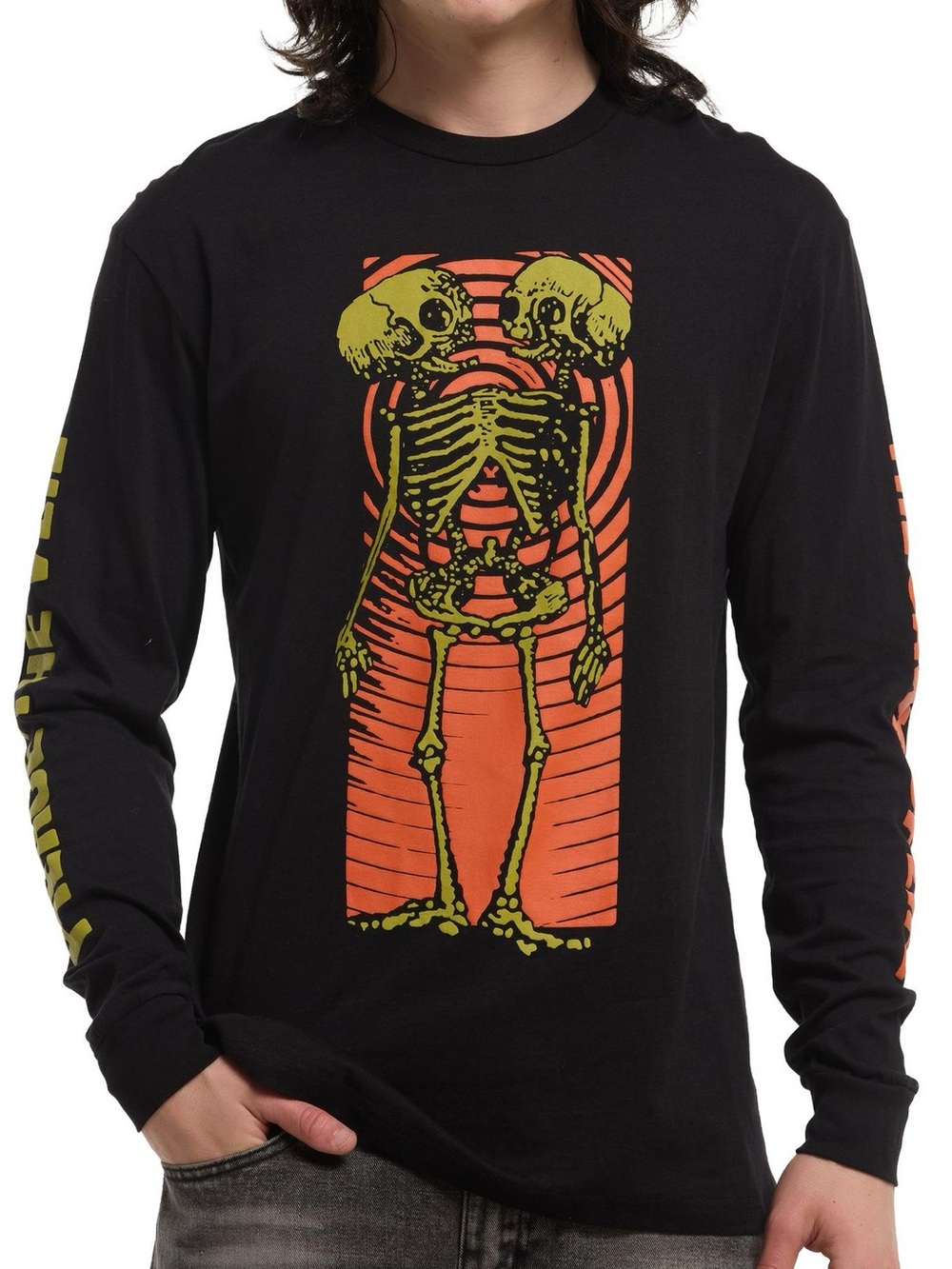 Pierce The Veil NWT Conjoined Skeleton Long-Sleeve Black Graphic Metal T Size S